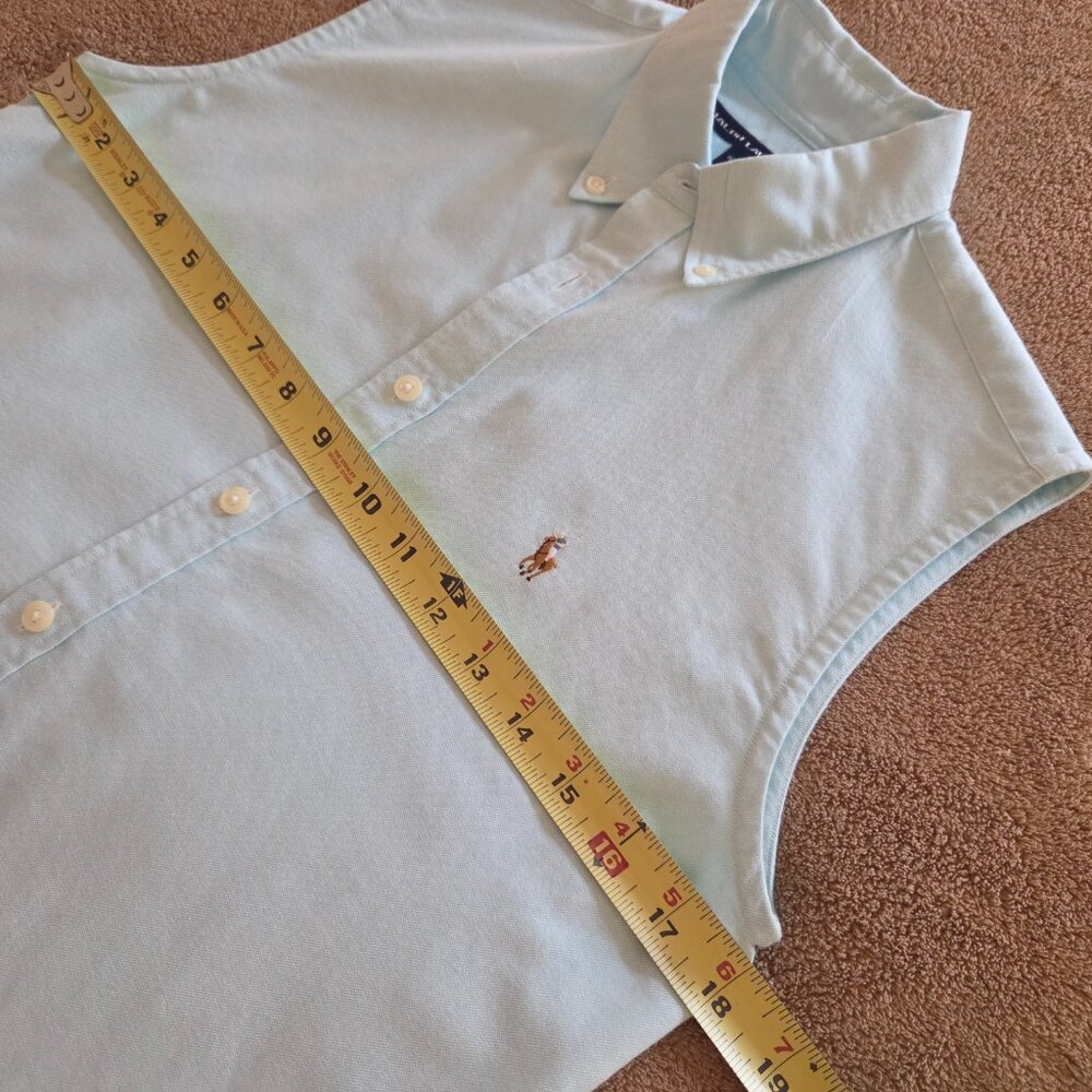 Vintage Ralph Lauren Sport Sleeveless Button Up Shirt Size 6 Icy Blue Flesh Pony - Picture 7 of 8